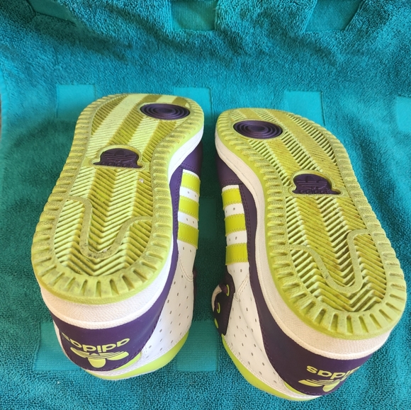 Dope Now n Later Candy Purple and Lime Green hi-top Adidas women's sz 8 - Picture 7 of 7